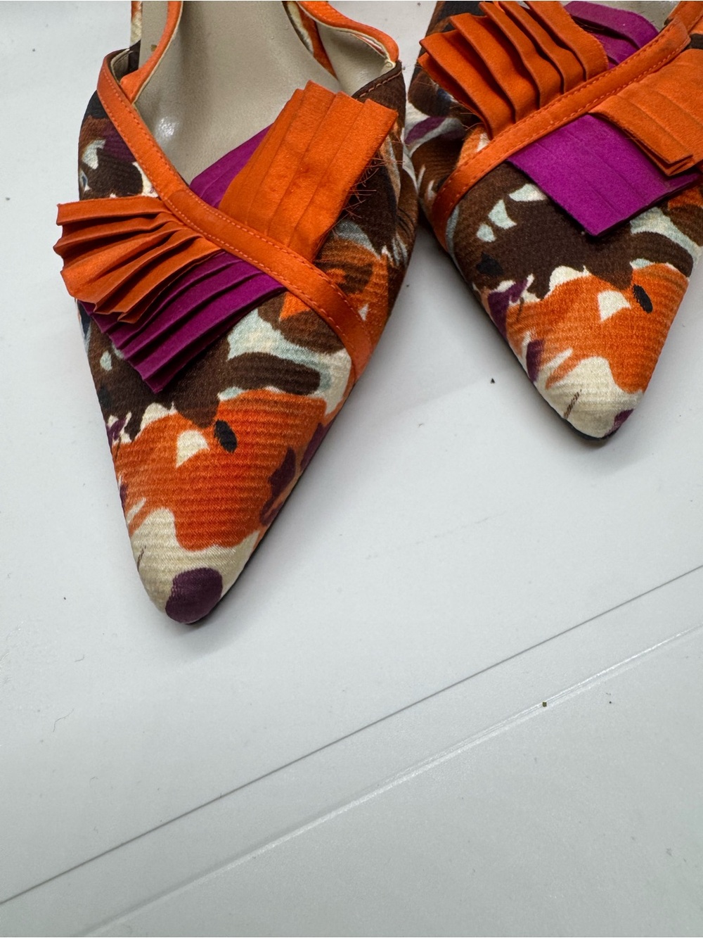 J.Renee Orange and Purple Pointed Slingback Heels - Picture 3 of 4